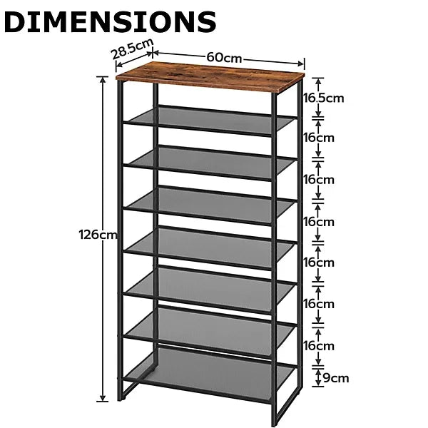 8 Tier Shoe Rack With Detachable Mesh For Home Organization-Furniture Kingdom
